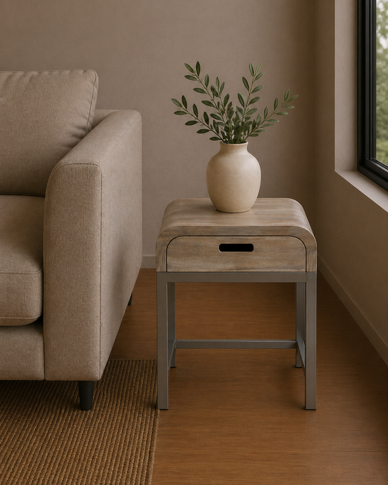 RADIUS End Table with Drawer - oak