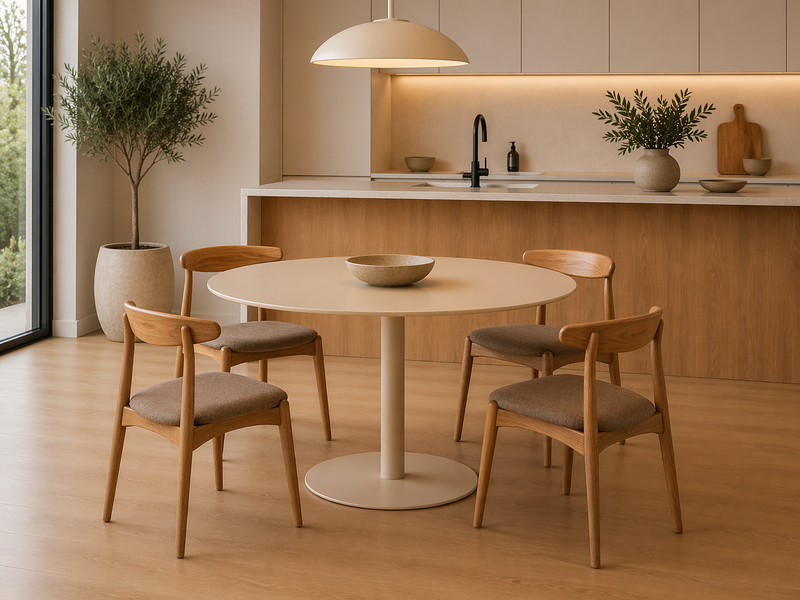 IBIZA Round Dining Table 110cm - matt beige