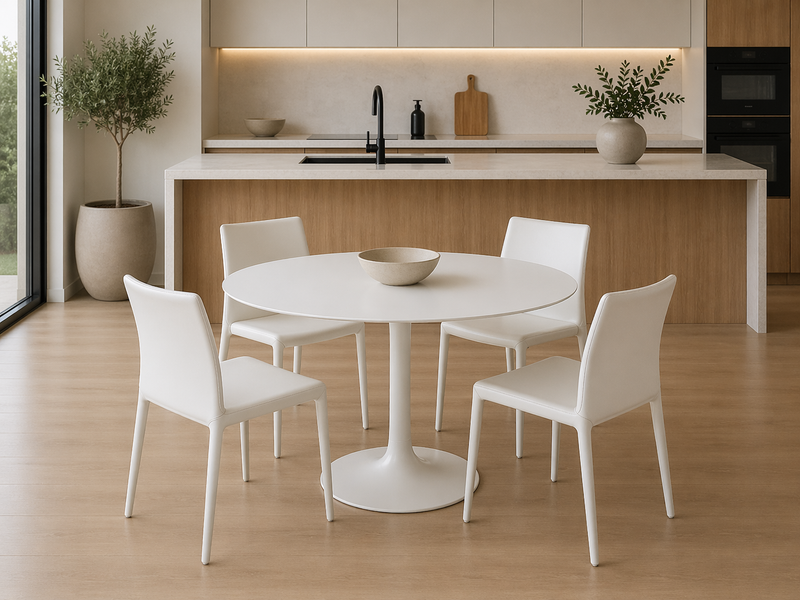 OLLIE Dining Chair - White (PU Leather).