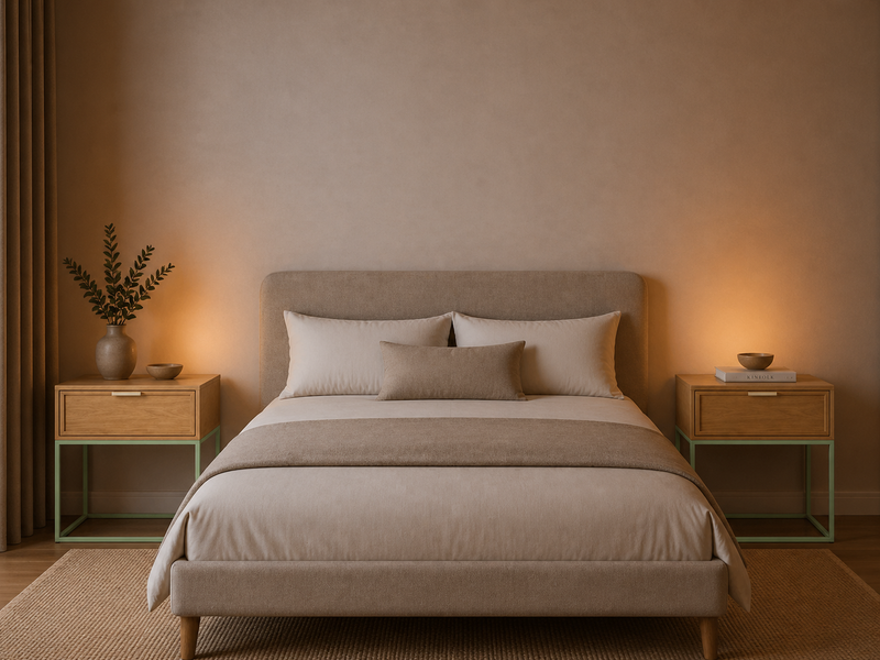 ZACK Bedside Table - oak / light green