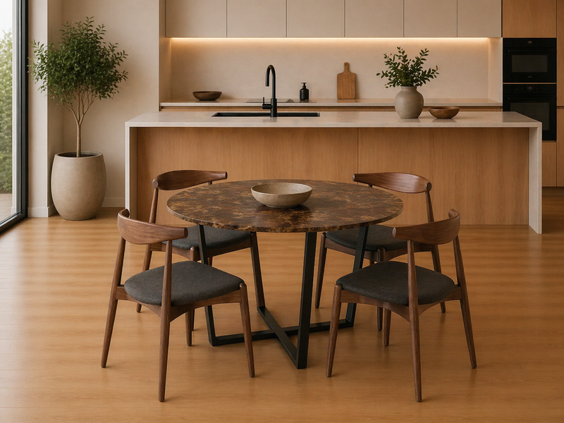 AMBLE Round Dining Table 110cm - brown