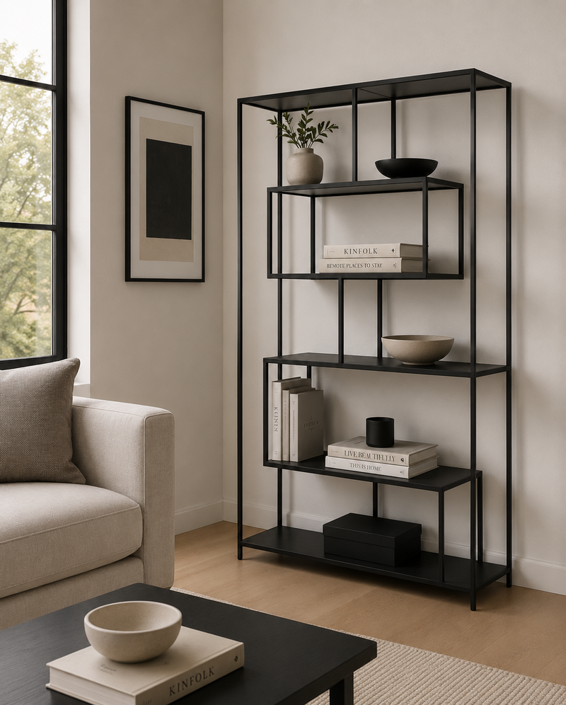 SEAFORD Bookcase 185cm - ash black