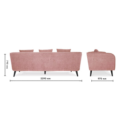 Avenue 3 Seater Sofa (Pink)